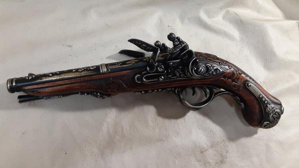 Steampunk Style 19th Century Aged Napoleonic Double Barrel Flintlock picture