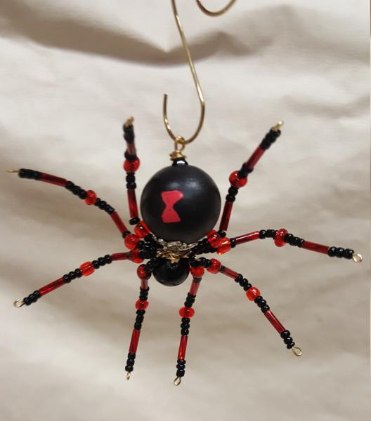 Steampunk Beaded Red Widow Spider