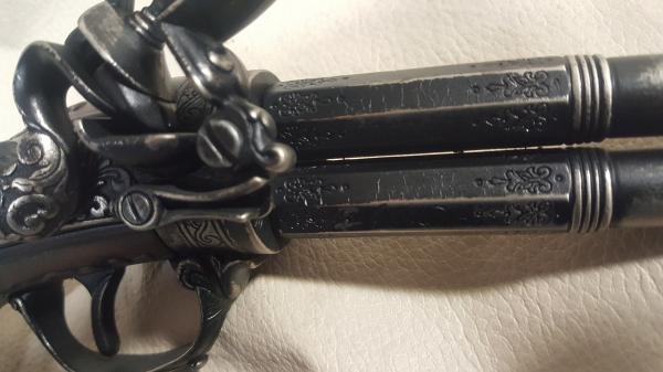 Steampunk Style 18th Century Aged French Double Barrel Flintlock picture