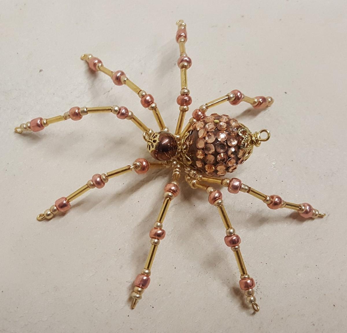 Steampunk/Christmas Golden Jeweled Beaded Spider picture