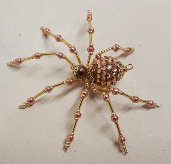 Steampunk/Christmas Golden Jeweled Beaded Spider picture