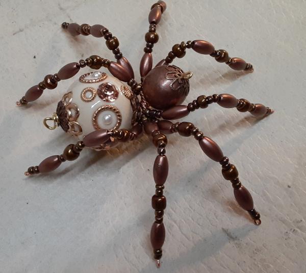 Metallic Steampunk Beaded Copper Spider picture