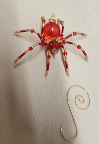 Small Steampunk Beaded Blood Red Spider picture