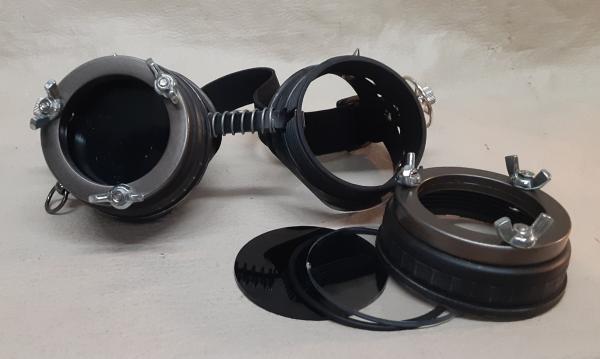 Steampunk Engineer Black Bat Wing Goggles picture