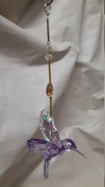 Gold Themed Crystal Hummingbird Sun Catcher in 3 Different Colors picture