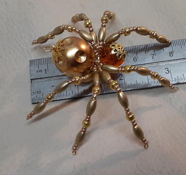 Metallic Steampunk Crystalline Dimpled Beaded Golden Spider picture