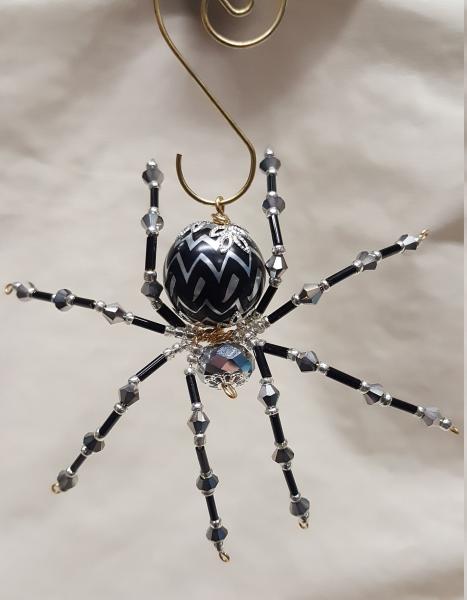 Steampunk/Christmas Crystalline Black/Silver Ice Spider picture