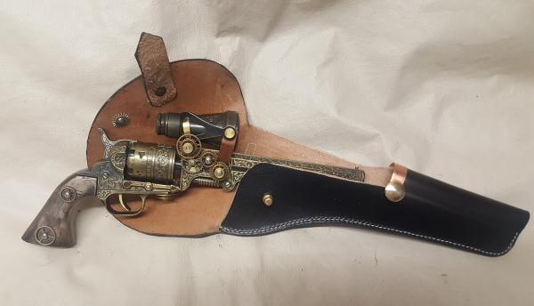 Steampunk 1851 Colt Navy Revolver Non Firing Replica W/Scope and Optional Holster picture