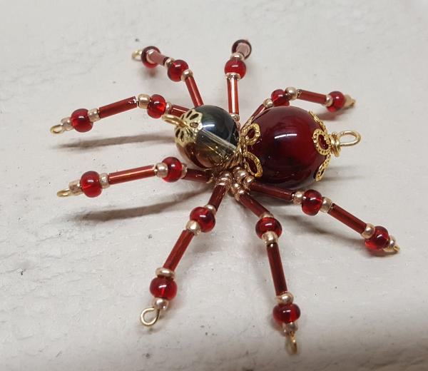 Small Steampunk Beaded Blood Red Spider picture