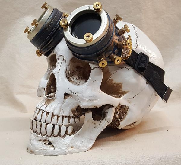 Blue Steampunk Engineer Goggles With Filigree picture