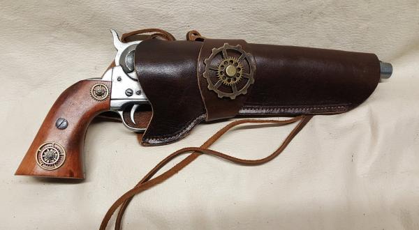 Steampunk 1860 Colt Army Non-Firing Revolver w/Holster picture