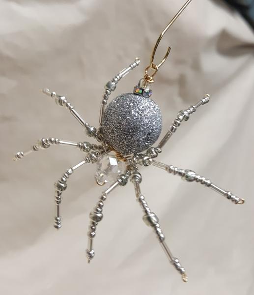 Steampunk Beaded Silver Christmas Spider