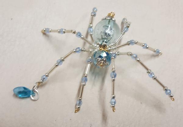 Steampunk/Christmas Dew Drop Crystalline Blue Ice Spider picture