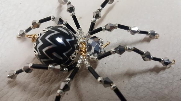 Steampunk/Christmas Crystalline Black/Silver Ice Spider picture