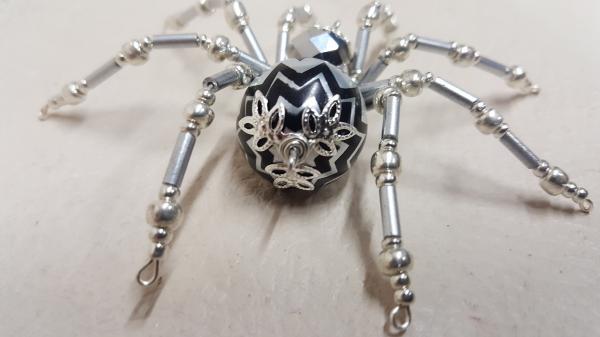 Steampunk/Christmas Crystalline Black/Silver Ice Spider picture