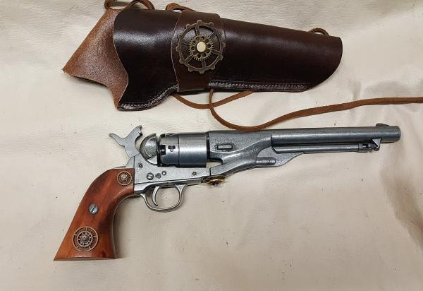 Steampunk 1860 Colt Army Non-Firing Revolver w/Holster picture
