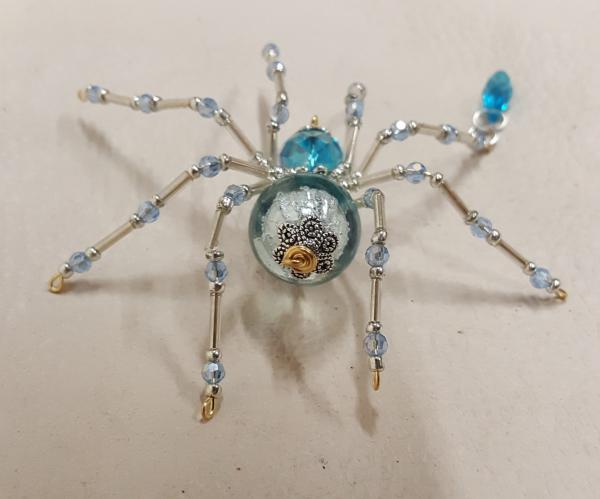 Steampunk/Christmas Dew Drop Crystalline Blue Ice Spider picture