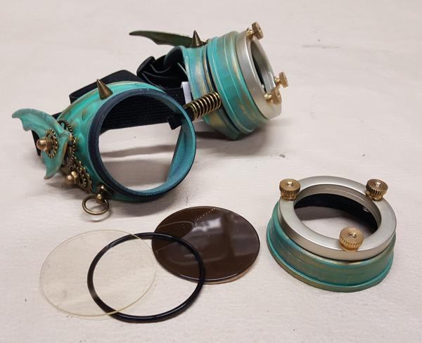 Steampunk Brass Patina Engineer Goggles- Demon Spawn picture