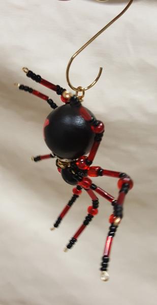 Steampunk Beaded Red Widow Spider picture