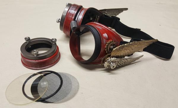 Steampunk Double Winged Red Valkyrie Goggles picture