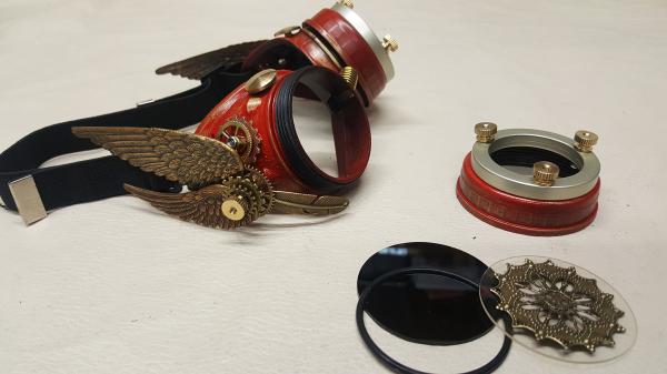 Steampunk Double Winged Red Valkyrie Goggles picture