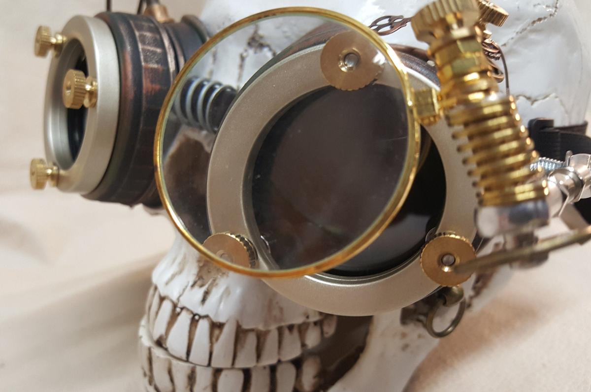 Steampunk Engineer Goggles With Large Magnifying Loupe picture
