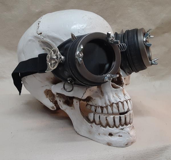 Steampunk Engineer Black Bat Wing Goggles picture