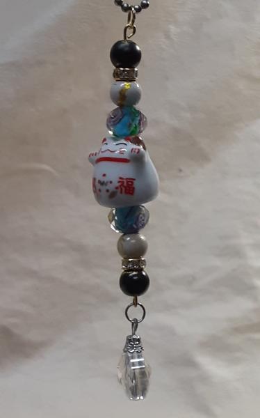 Beaded Hanger Kitty Cat Ornament/ Key Fob picture