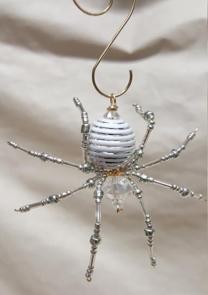 Steampunk Crystalline White/Silver Striped Ice Spider picture