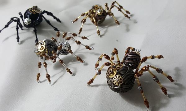 Steampunk Metal Beaded Spider w/Gears picture