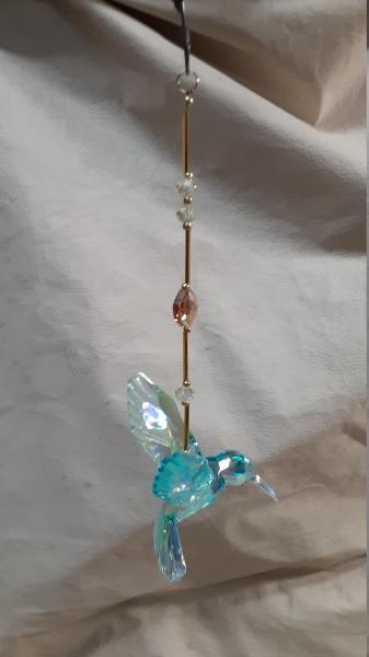 Gold Themed Crystal Hummingbird Sun Catcher in 3 Different Colors picture