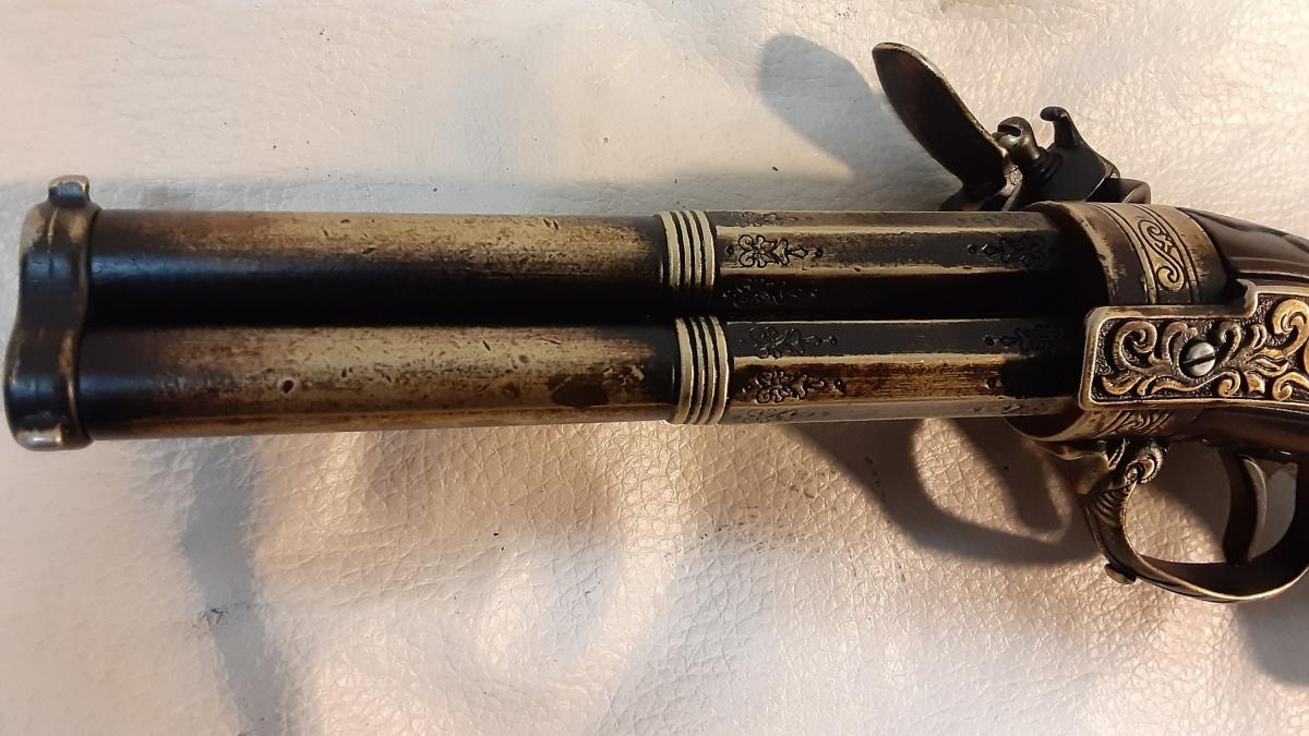 Steampunk Style 18th Century Aged French 3 Barrel Flintlock picture