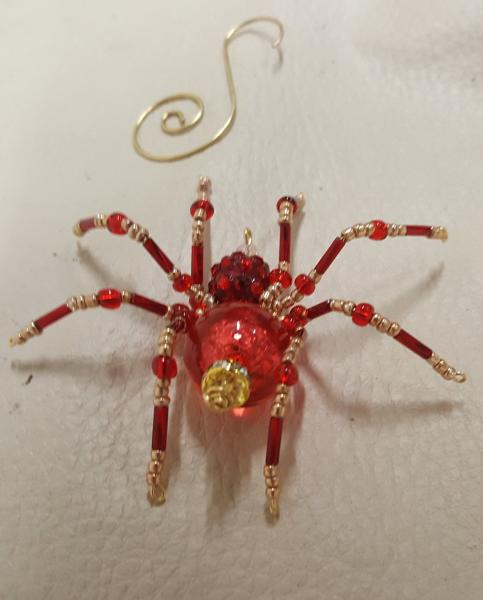 Small Steampunk Beaded Blood Red Spider picture