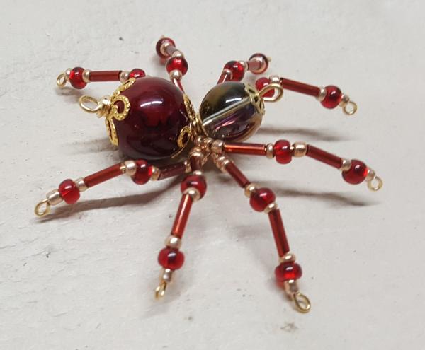 Small Steampunk Beaded Blood Red Spider picture