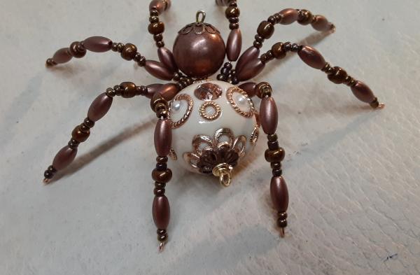 Metallic Steampunk Beaded Copper Spider picture