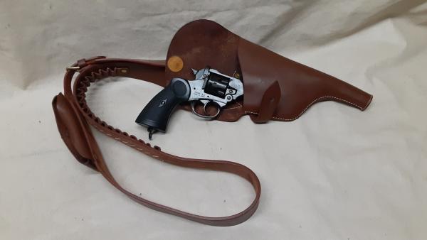 British 1887 Webley Non-Firing Revolver Replica with Leather Holster and Shoulder Strap picture