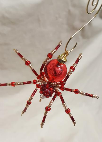 Small Steampunk Beaded Blood Red Spider picture