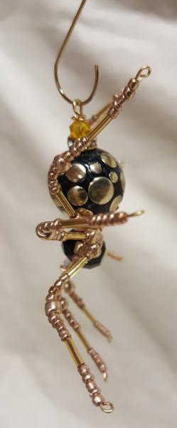 Steampunk Black /Gold Splotched Beaded Spider