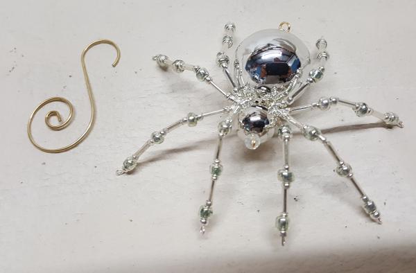 Metallic Christmas Beaded Silver Spider picture