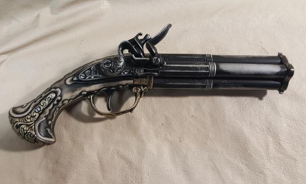 Steampunk Style 18th Century Aged French Four Barrel Flintlock picture