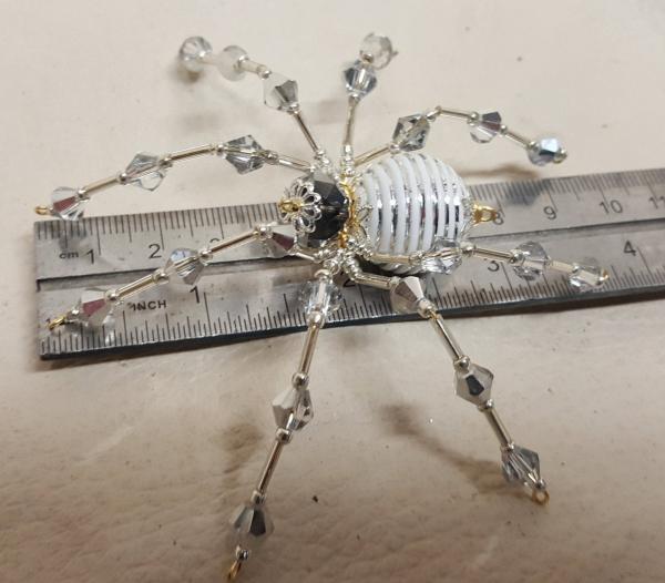 Steampunk/Christmas Crystalline White/Silver Striped Ice Spider picture