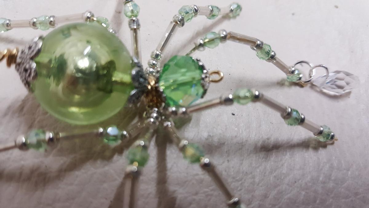 Steampunk/Christmas Crystalline Green Dew Drop Translucent Ice Spider picture