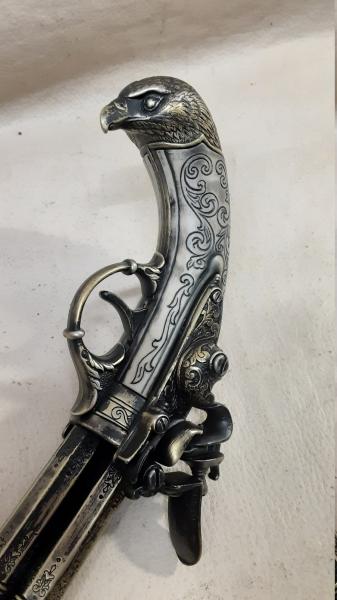 Steampunk Style 18th Century Aged Three Barrel Flintlock picture