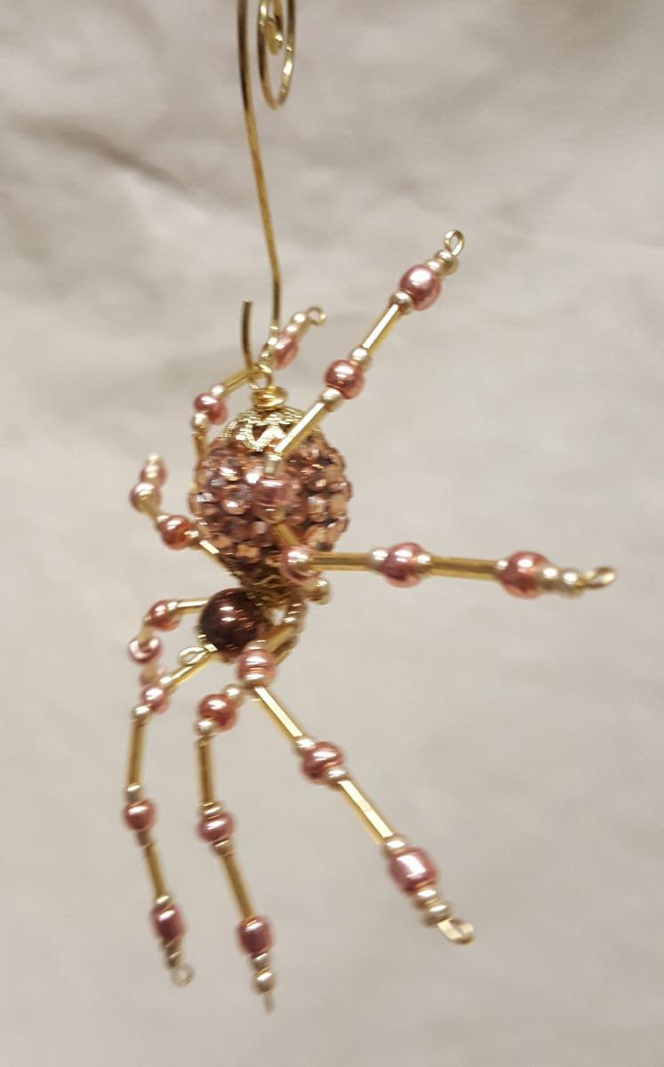 Steampunk/Christmas Golden Jeweled Beaded Spider picture