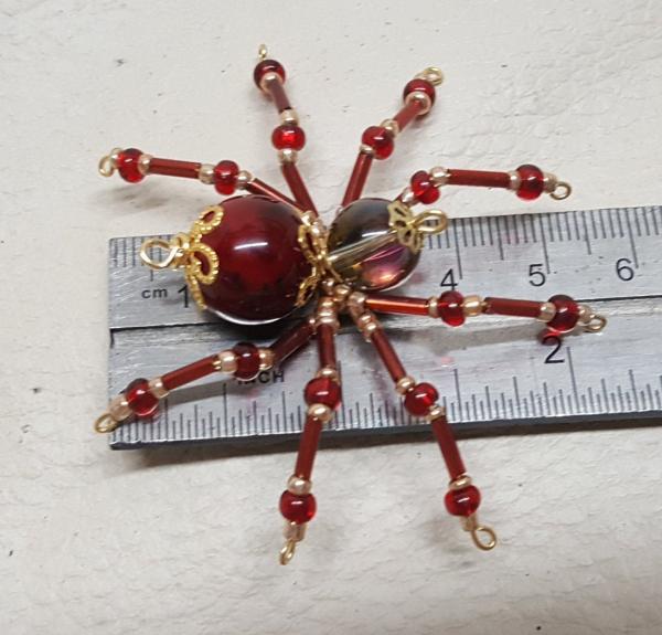 Small Steampunk Beaded Blood Red Spider picture