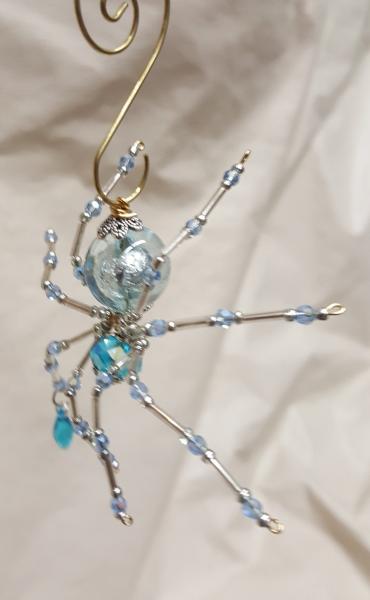 Steampunk/Christmas Dew Drop Crystalline Blue Ice Spider picture