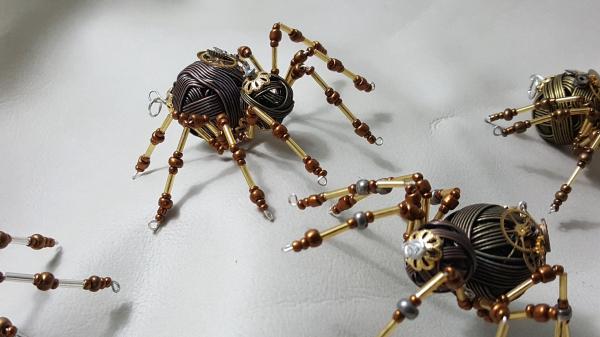 Steampunk Metal Beaded Spider w/Gears picture