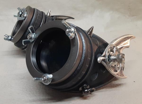 Steampunk Engineer Black Bat Wing Goggles picture