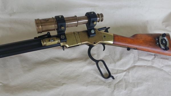 Steampunk 1860 Lever Action "Henry" Rifle Non Firing Replica W/Scope picture