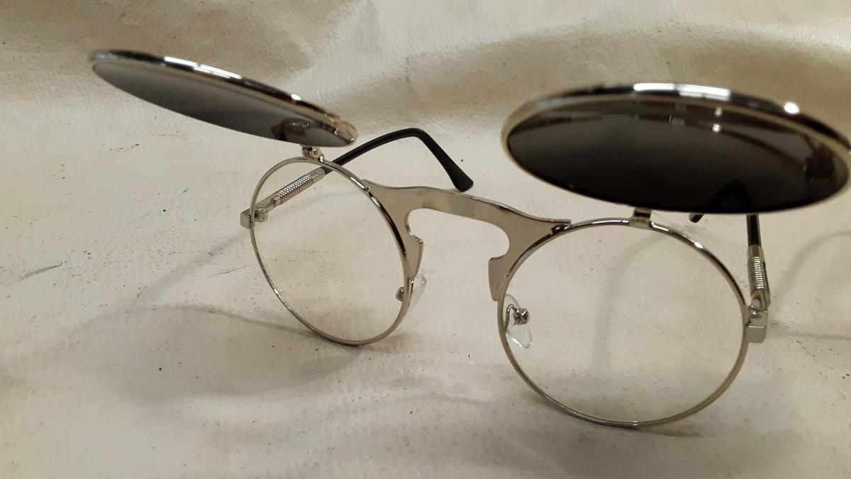 Steampunk Style Round Flip Lens Sunglasses picture